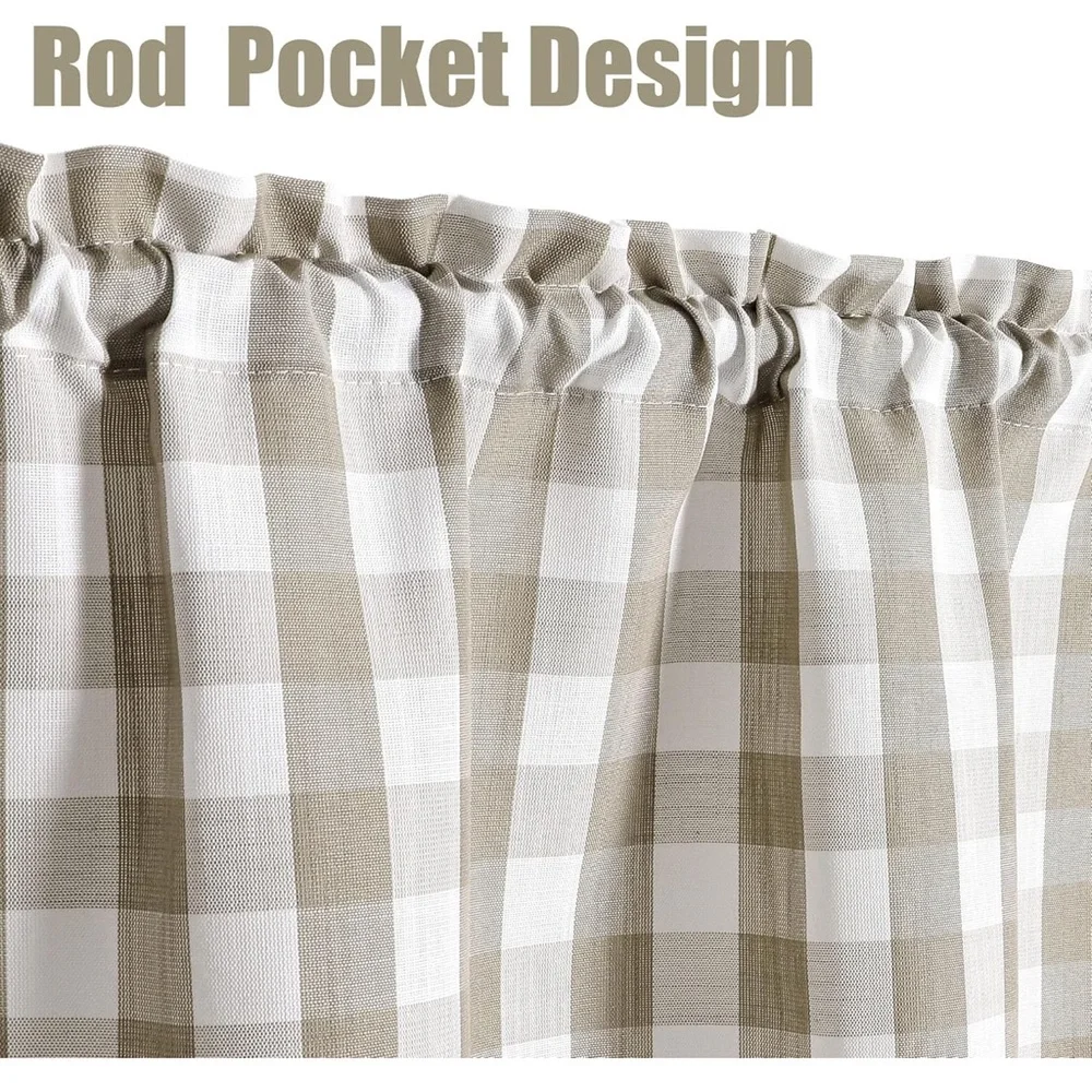 Linen White Buffalo Plaid Valance Linen Sheer Cafe Curtain Buffalo Check 15x55